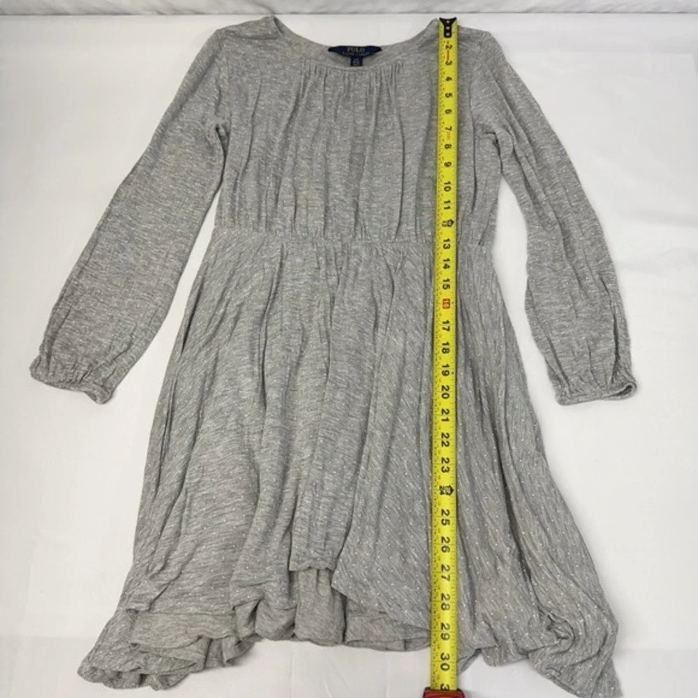 POLO Ralph Lauren Girl's Polka Dot Fit & Flare Dress‎ Grey Preppy Babydoll Large